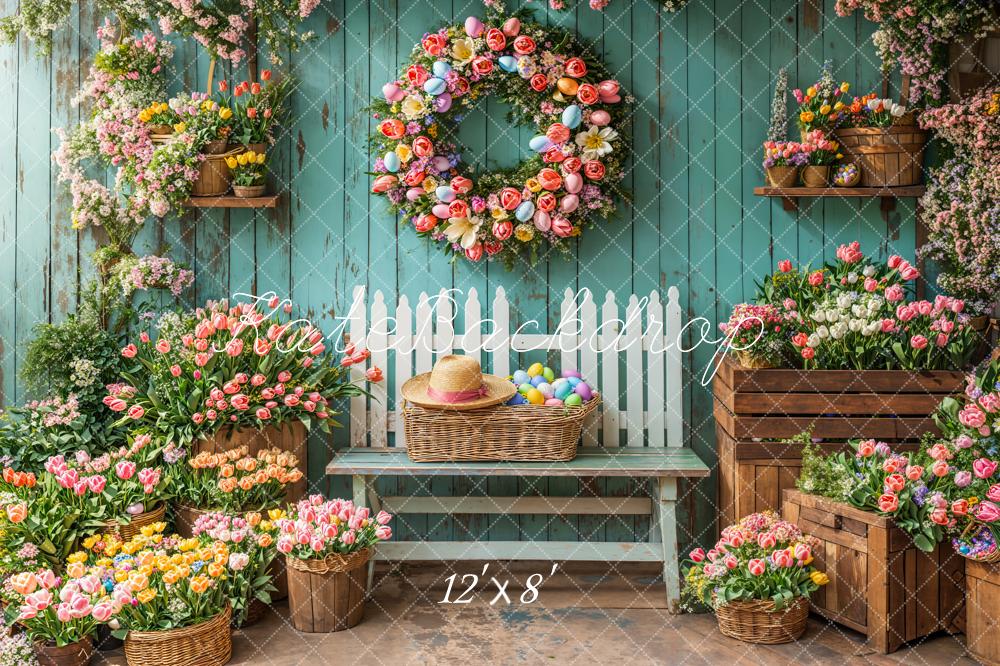 Kate Spring Flowers Easter Egg Backdrop Designed by Emetselch - Kate Backdrop AU