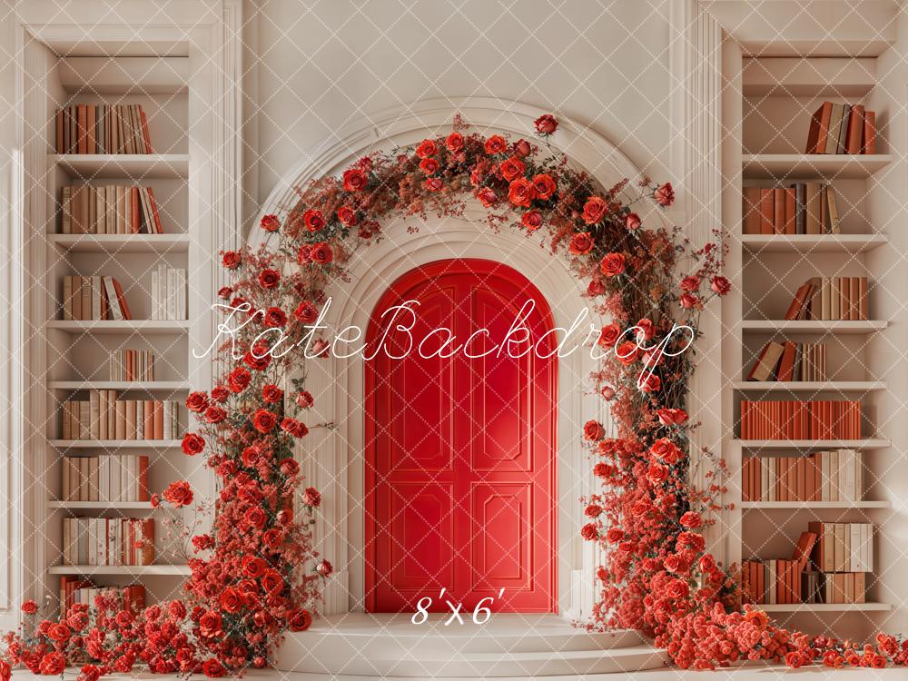 Kate Fleece Valentine's Day Book Arch Flowers Backdrop Designed by Emetselch