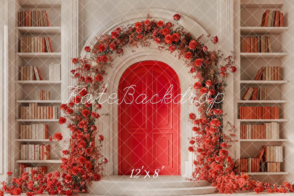 Kate Fleece Valentine's Day Book Arch Flowers Backdrop Designed by Emetselch