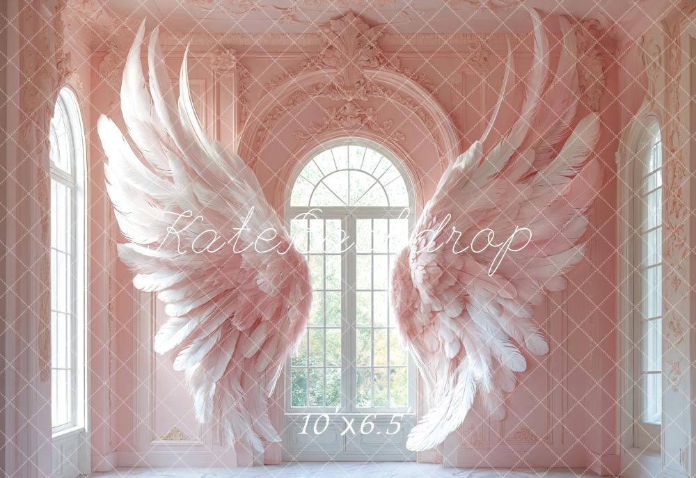 Kate Light Pink Wings Window Backdrop Designed by Emetselch