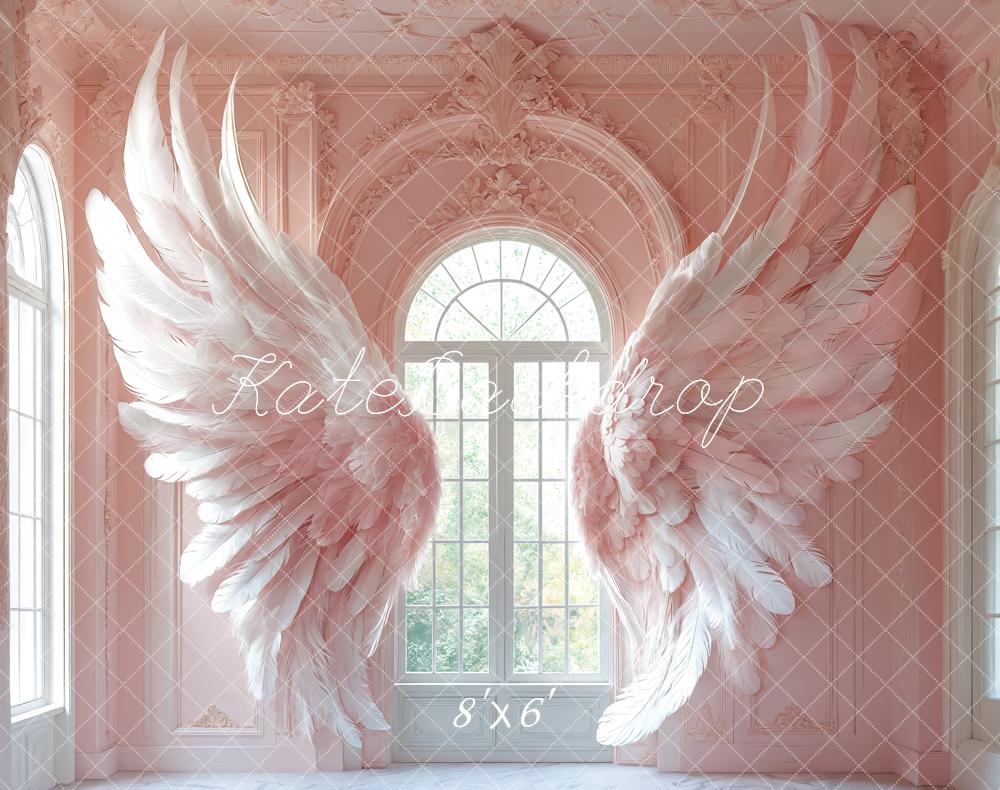 Kate Light Pink Wings Window Backdrop Designed by Emetselch