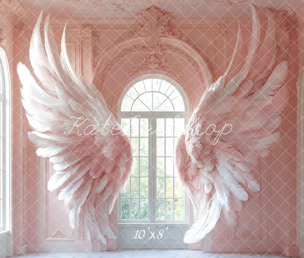 Kate Light Pink Wings Window Backdrop Designed by Emetselch - Kate Backdrop AU