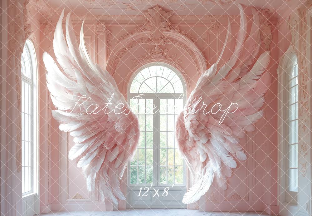 Kate Light Pink Wings Window Backdrop Designed by Emetselch - Kate Backdrop AU