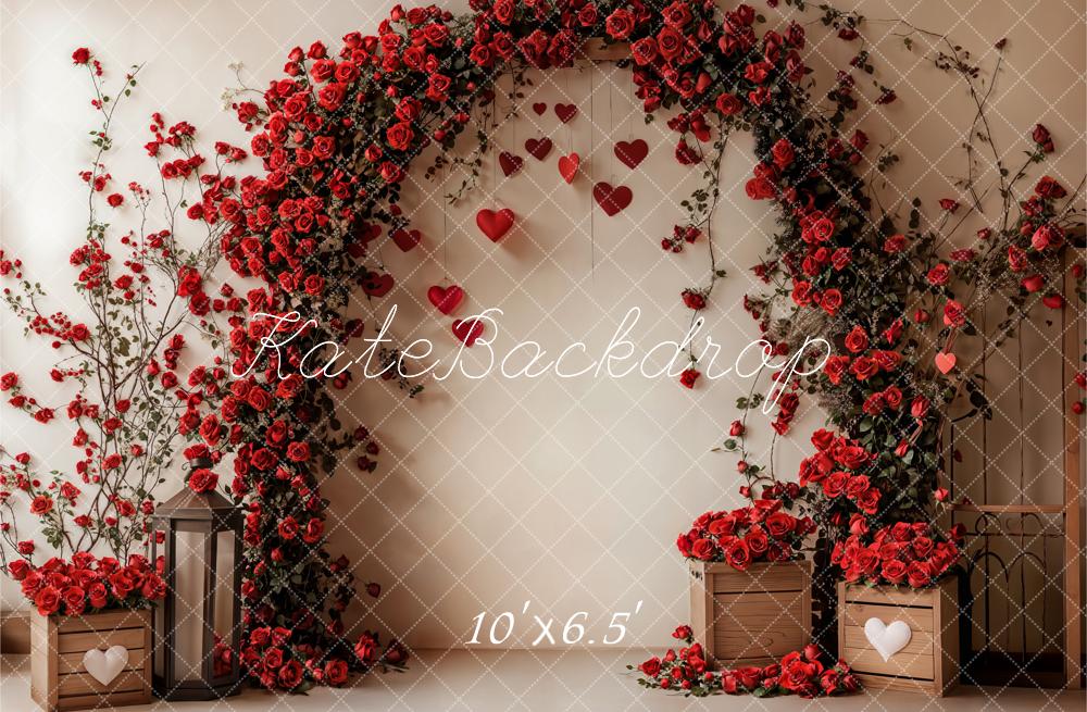 Kate Fleece Valentine's Rose Arch Wedding Backdrop Designed by Emetselch