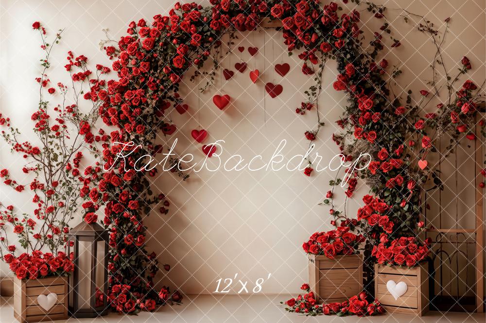 Kate Fleece Valentine's Rose Arch Wedding Backdrop Designed by Emetselch