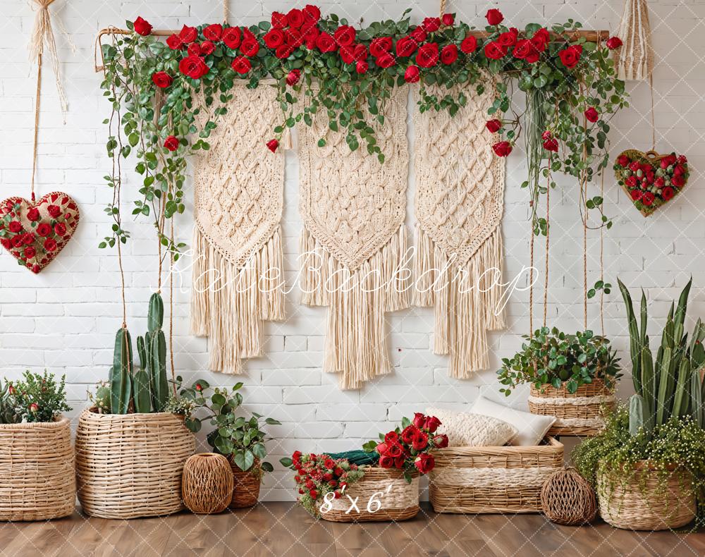 Kate Fleece Valentine Boho Backdrop Floral Macrame Cactus Designed by Emetselch