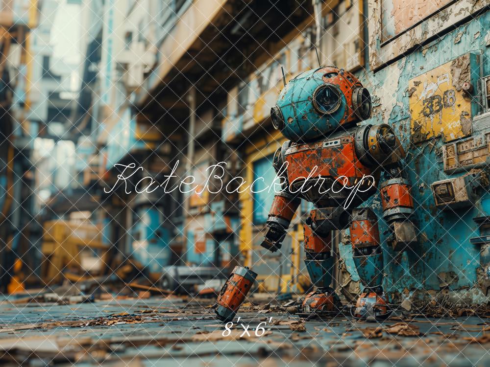 Kate Fleece Futuristic Robot Urban Street Backdrop Designed by Emetselch - Kate Backdrop AU