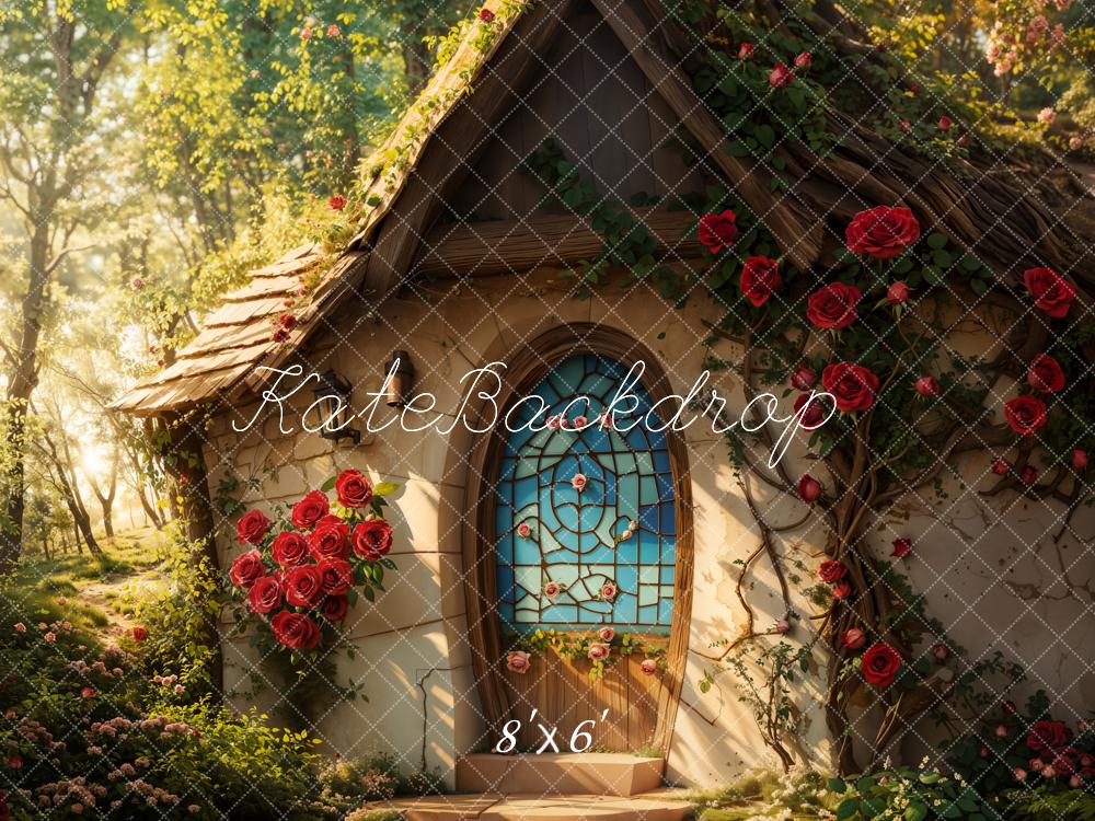 Kate Fleece Fairy Cottage Roses Backdrop Designed by Emetselch - Kate Backdrop AU