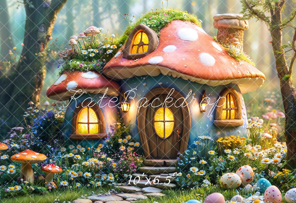 Kate Fleece Easter Backdrop Fairy Mushroom House Forest Designed by Emetselch - Kate Backdrop AU