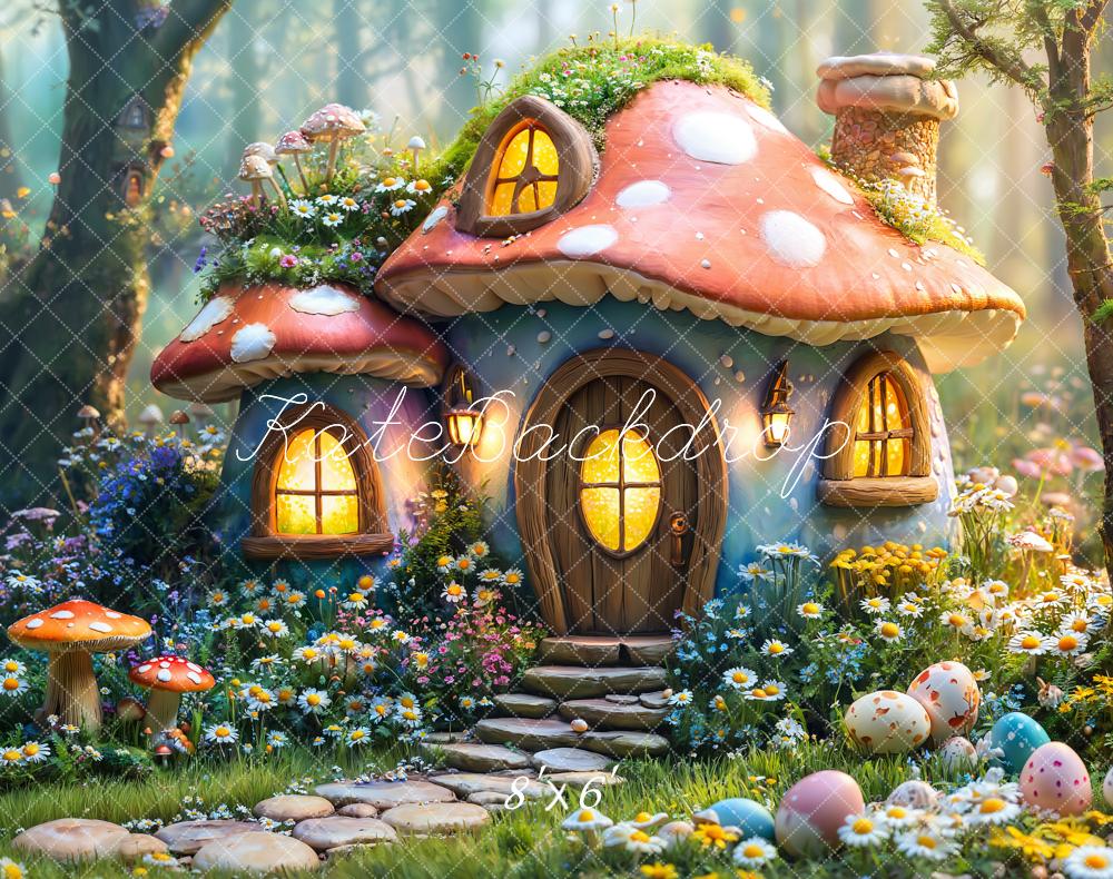 Kate Fleece Easter Backdrop Fairy Mushroom House Forest Designed by Emetselch - Kate Backdrop AU