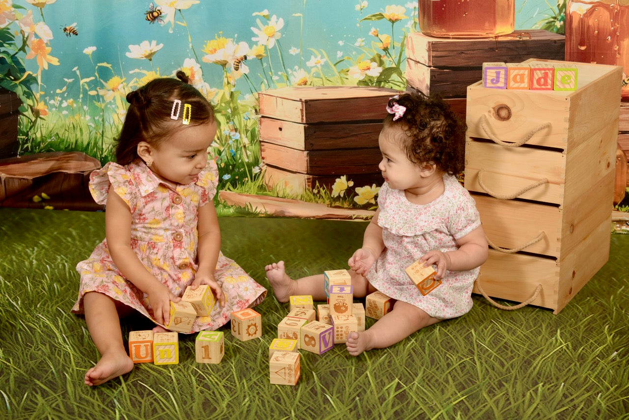 Kate Fleece Spring Honey Bee Tree Honeycomb Backdrop Designed by Emetselch - Kate Backdrop AU