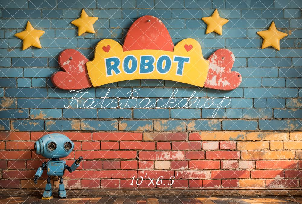 Kate Robot Stars Brick Backdrop Designed by Emetselch - Kate Backdrop AU