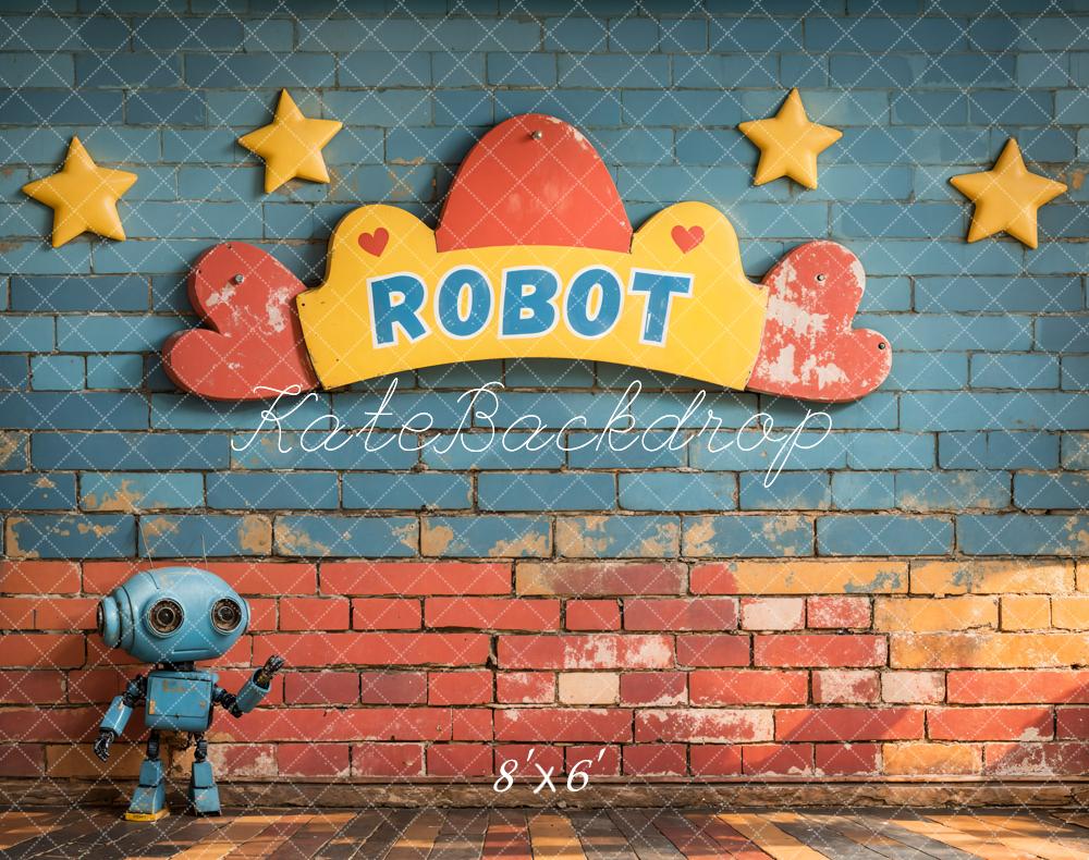 Kate Robot Stars Brick Backdrop Designed by Emetselch - Kate Backdrop AU