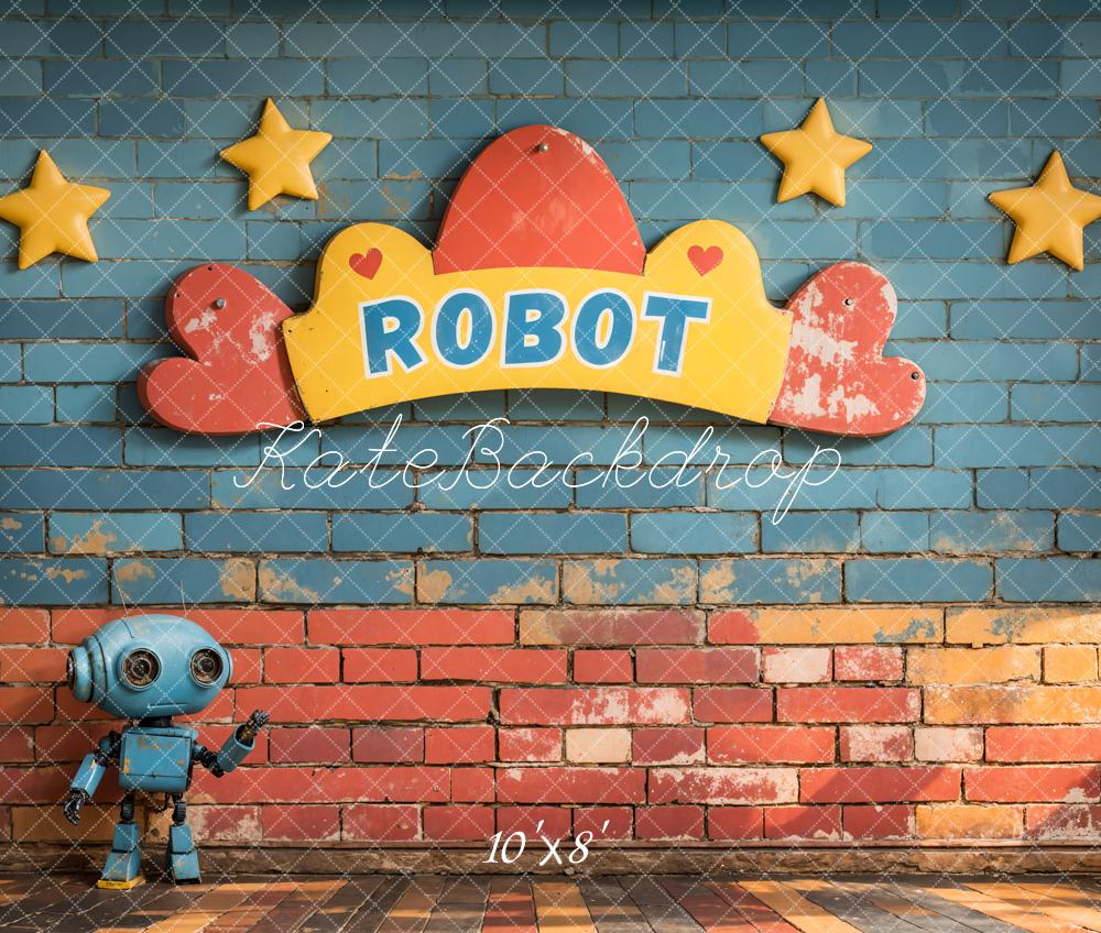 Kate Robot Stars Brick Backdrop Designed by Emetselch - Kate Backdrop AU