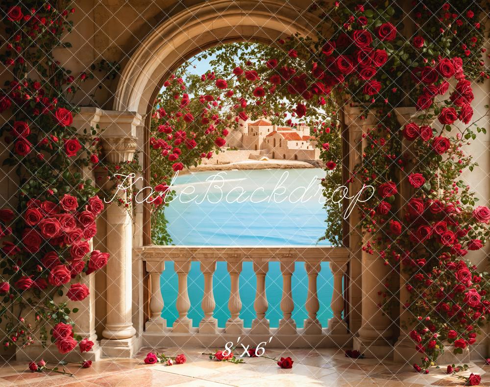Kate Roses Arch Balcony Lake Backdrop Designed by Emetselch - Kate Backdrop AU
