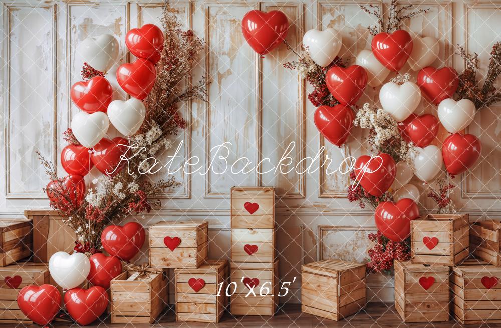 Kate Fleece Retro Valentine's Day Balloon Backdrop Designed by Emetselch