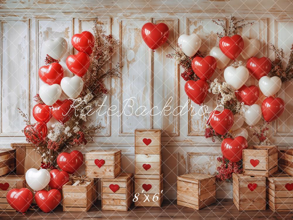 Kate Fleece Retro Valentine's Day Balloon Backdrop Designed by Emetselch