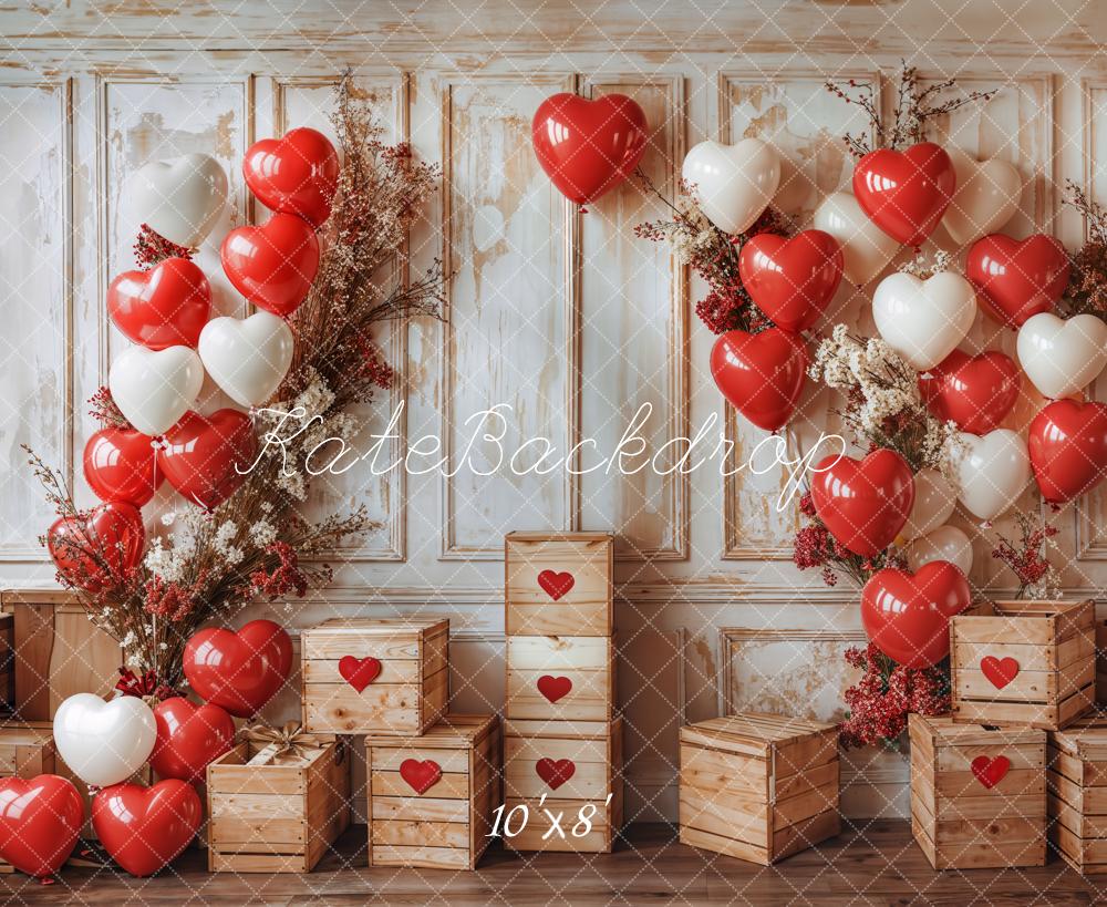 Kate Fleece Retro Valentine's Day Balloon Backdrop Designed by Emetselch