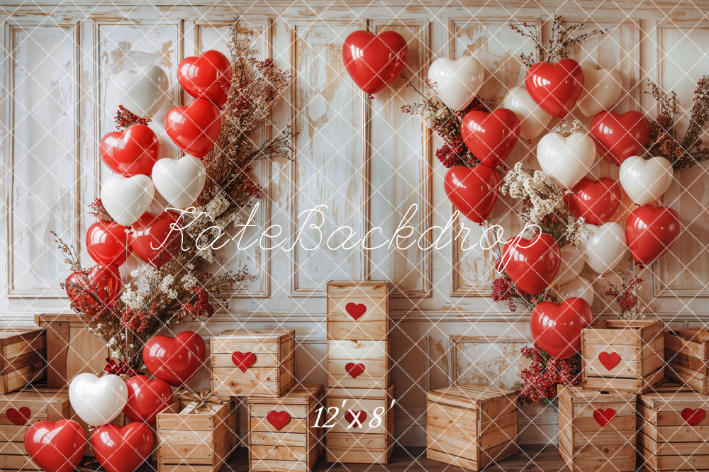 Kate Fleece Retro Valentine's Day Balloon Backdrop Designed by Emetselch