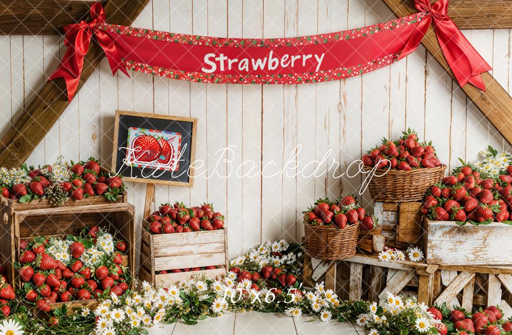 Kate Fleece Strawberry Party Cake Smash Backdrop Designed by Emetselch