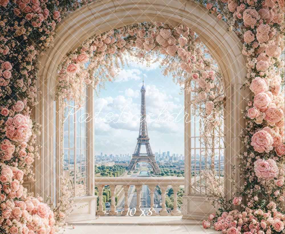 Kate Fleece Arch Spring Flowers Tower Backdrop Designed by Emetselch - Kate Backdrop AU