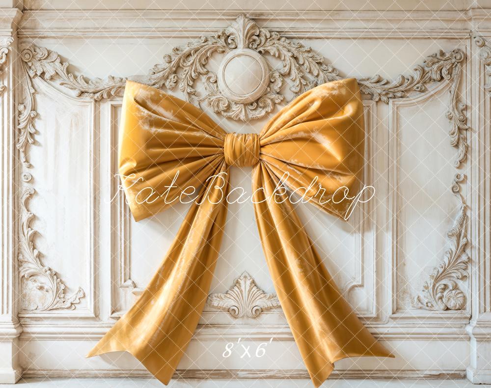 Kate Yellow Bow Fleece Backdrop Vintage Wall Designed by Emetselch - Kate Backdrop AU