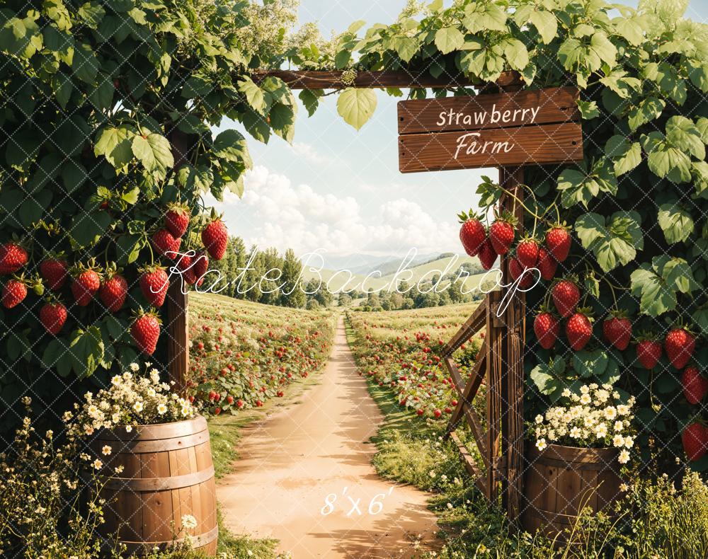 Kate Spring Strawberry Farm Fleece Backdrop Designed by Emetselch - Kate Backdrop AU