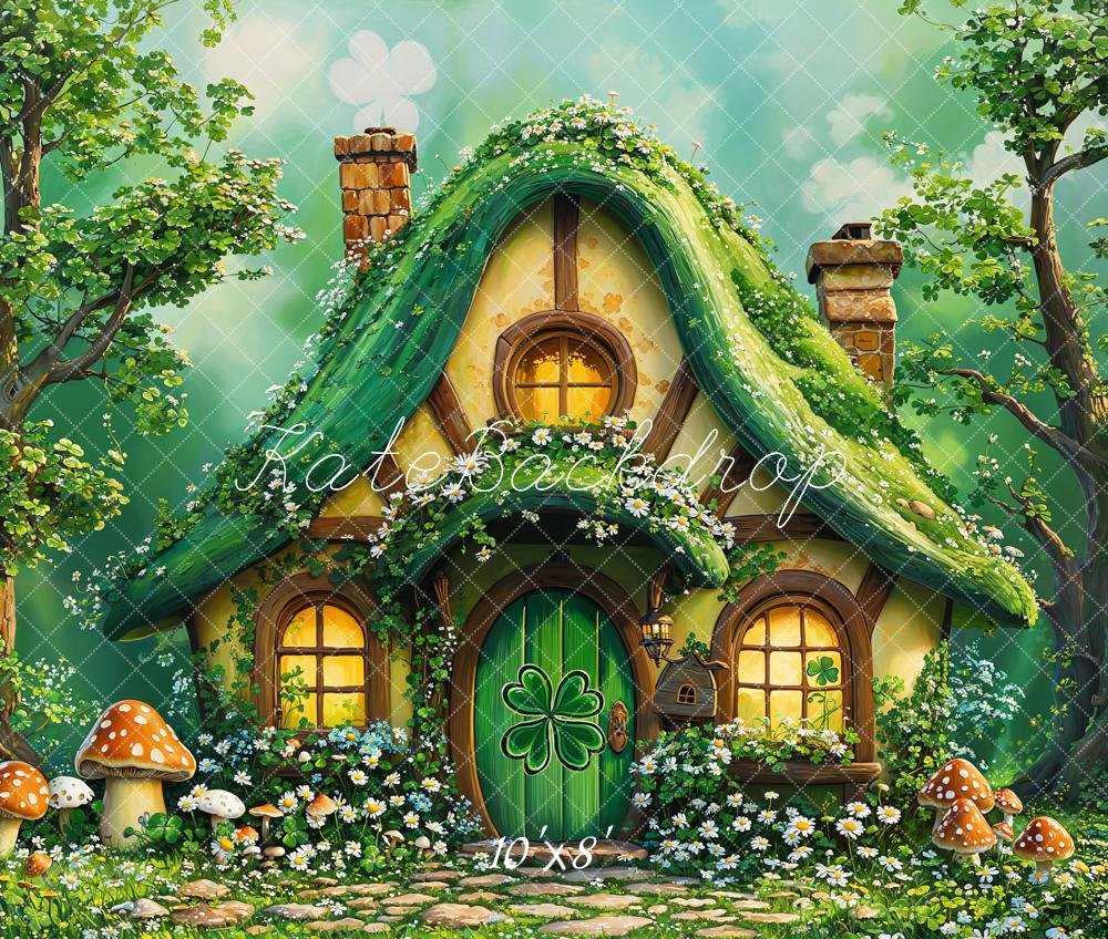 Kate Fleece Shamrock Cottage St. Patrick's Day Backdrop Designed by Emetselch - Kate Backdrop AU