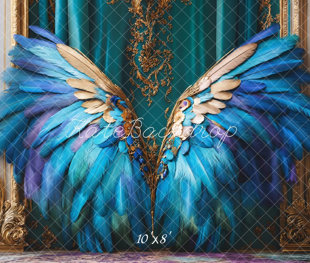 Kate Fleece Blue Feather Wings Backdrop Designed by Emetselch - Kate Backdrop AU