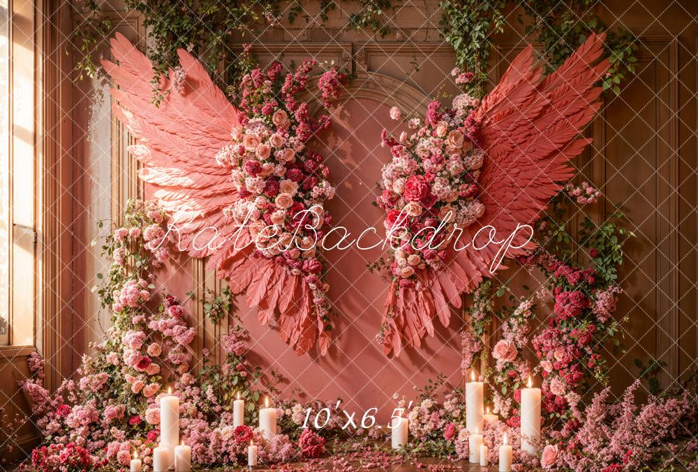 Kate Mother's Day Pink Wings Fleece Backdrop Designed by Emetselch