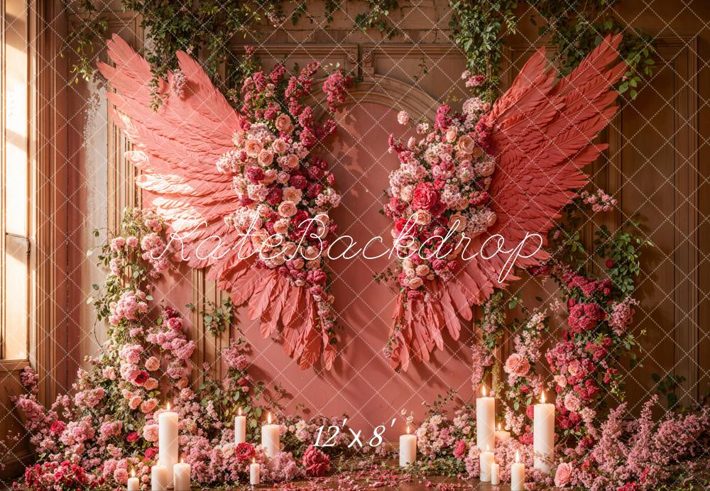 Kate Mother's Day Pink Wings Fleece Backdrop Designed by Emetselch - Kate Backdrop AU