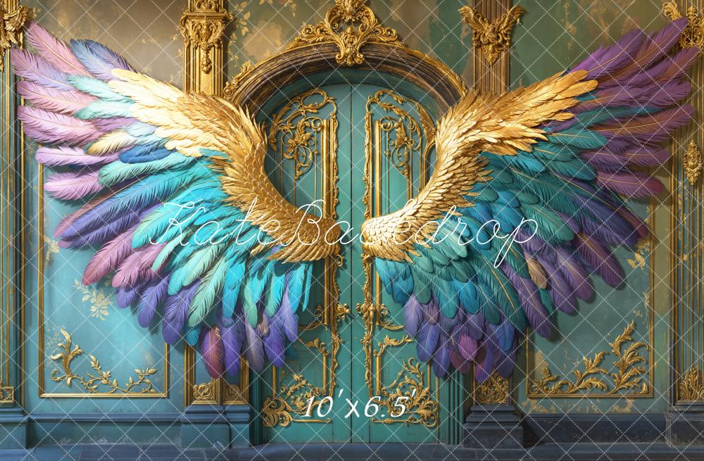 Kate Fleece Fantasy Wings Ornate Blue Backdrop Designed by Emetselch