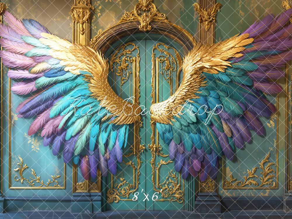 Kate Fleece Fantasy Wings Ornate Blue Backdrop Designed by Emetselch