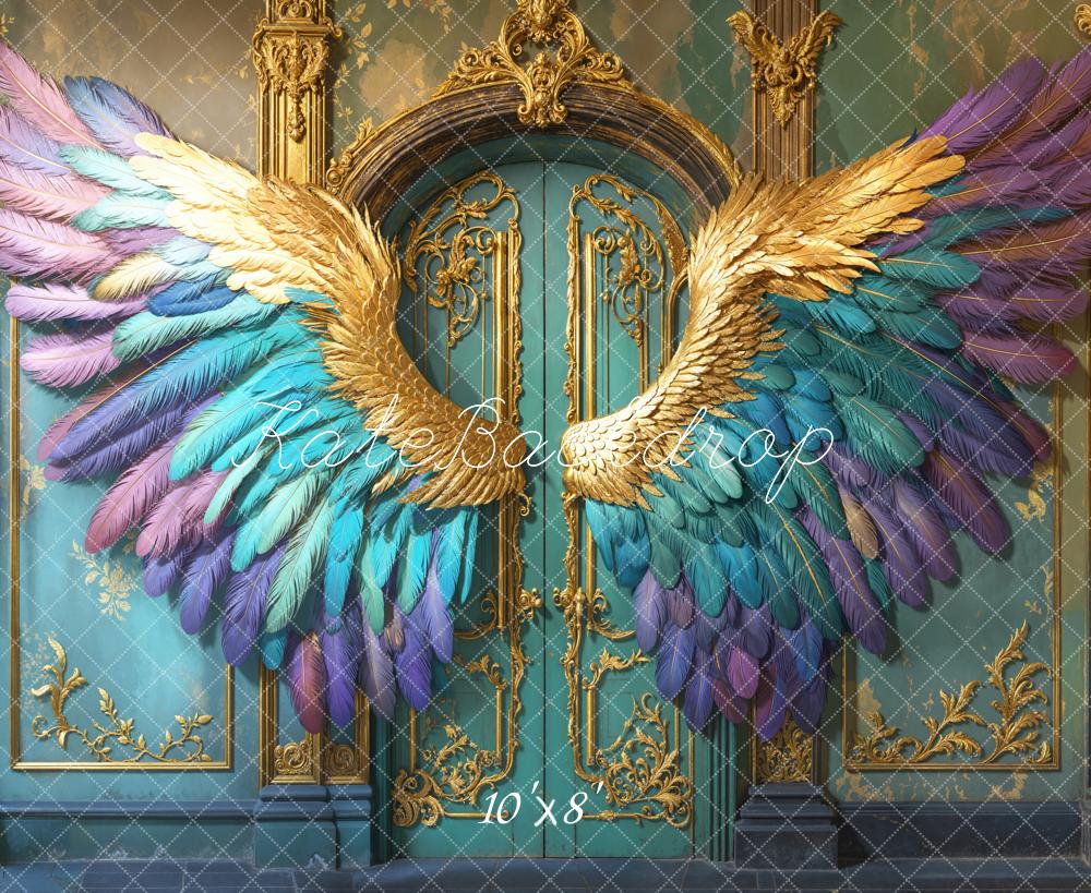 Kate Fleece Fantasy Wings Ornate Blue Backdrop Designed by Emetselch - Kate Backdrop AU