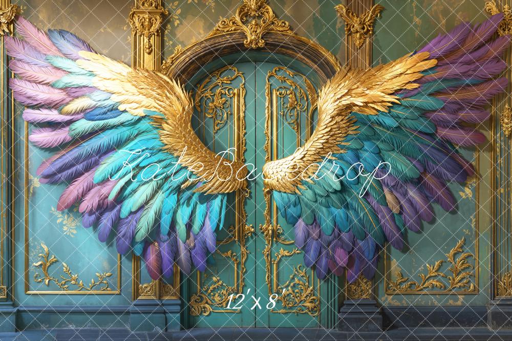 Kate Fleece Fantasy Wings Ornate Blue Backdrop Designed by Emetselch - Kate Backdrop AU