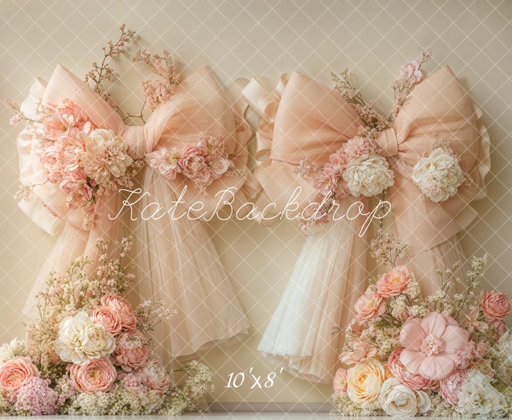 Kate Fleece Light Pink Double Bow Backdrop Designed by Emetselch - Kate Backdrop AU