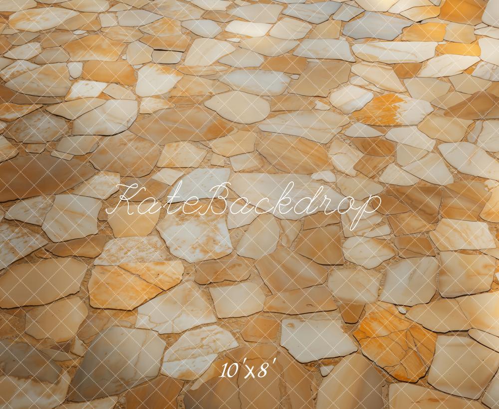 Kate Fleece Yellow Brown Stone Mosaic Backdrop Designed by Kate Image - Kate Backdrop AU