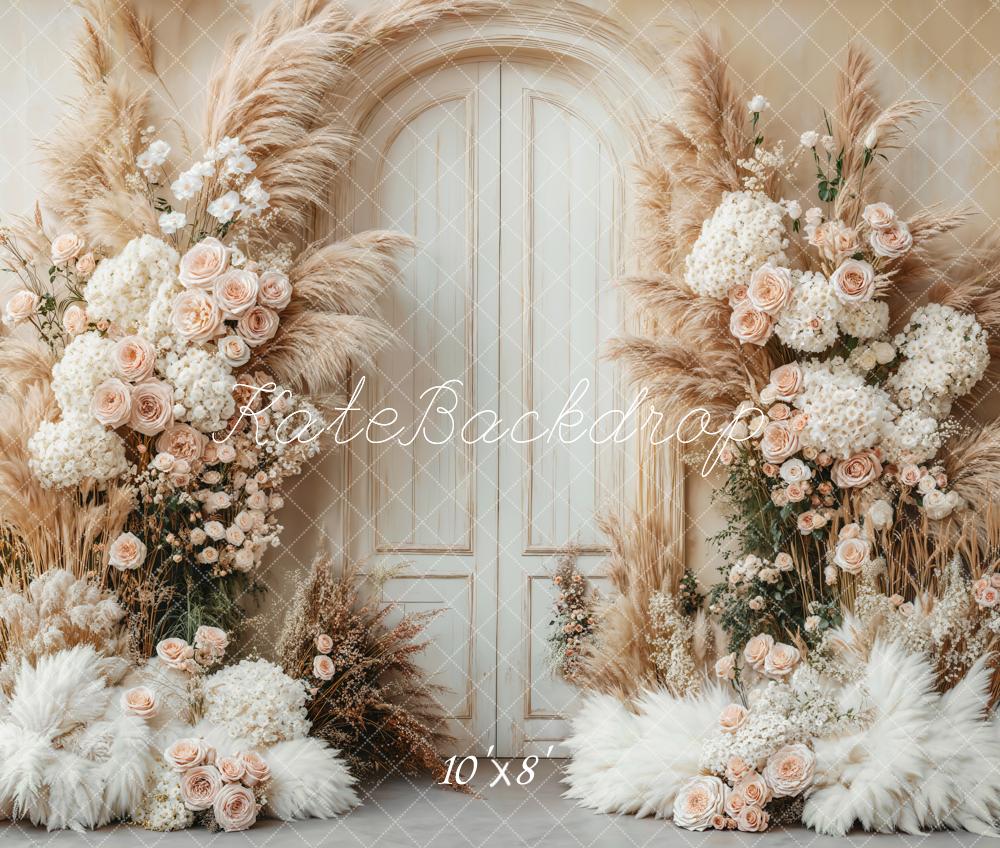 Kate Fleece Boho Pampas Grass Door Backdrop Designed by Emetselch - Kate Backdrop AU