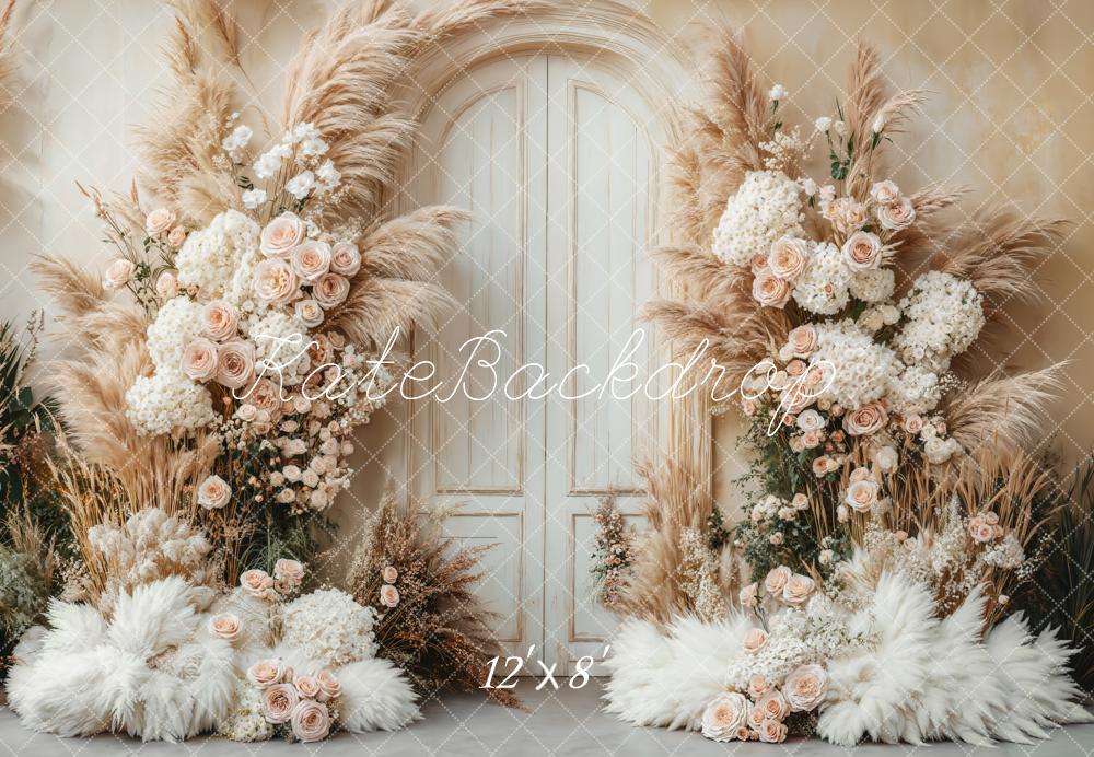 Kate Fleece Boho Pampas Grass Door Backdrop Designed by Emetselch - Kate Backdrop AU