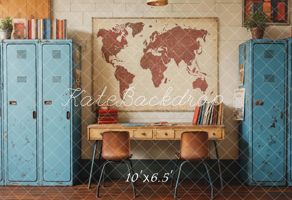 Kate Fleece Back to School World Map Backdrop Designed by Emetselch