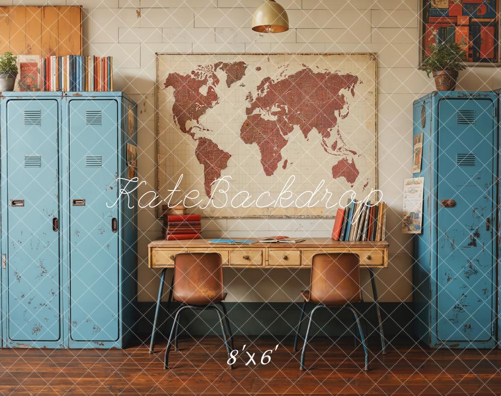 Kate Fleece Back to School World Map Backdrop Designed by Emetselch