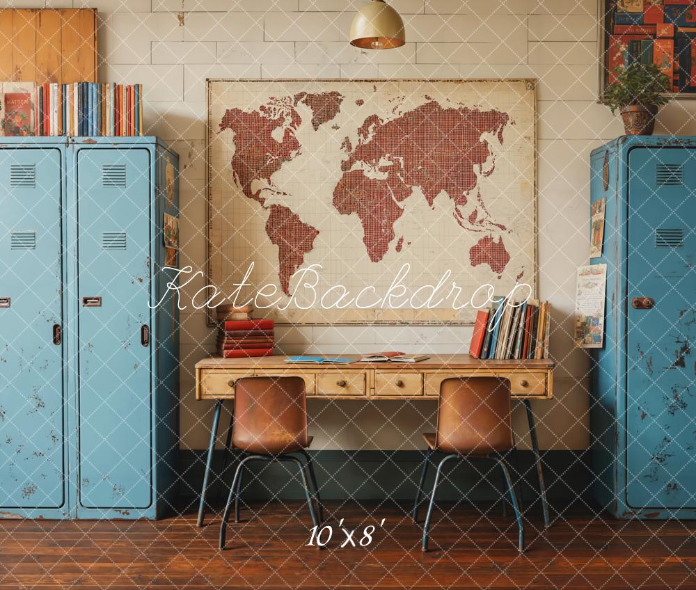 Kate Fleece Back to School World Map Backdrop Designed by Emetselch - Kate Backdrop AU
