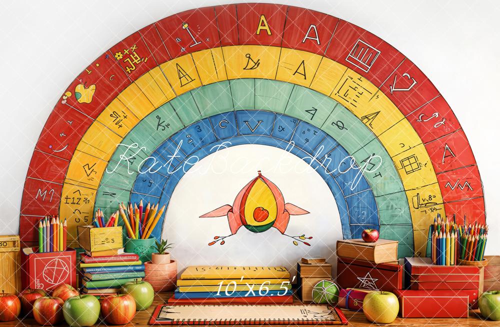 Kate Fleece Back to School Rainbow Stationery Backdrop Designed by Emetselch