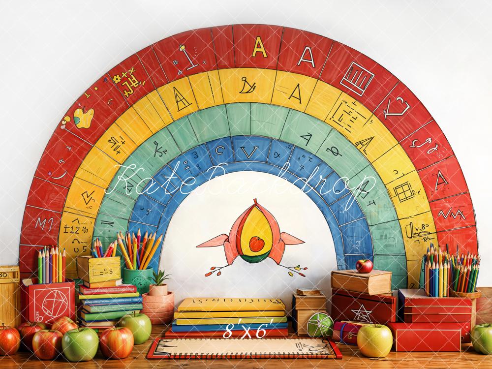 Kate Fleece Back to School Rainbow Stationery Backdrop Designed by Emetselch