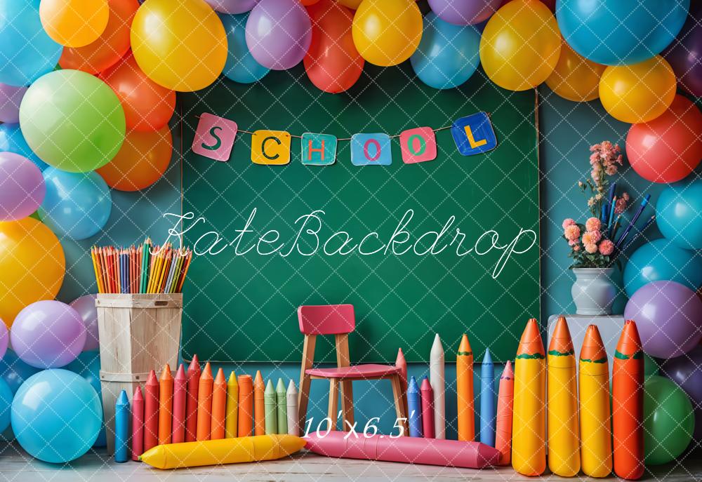 Kate Fleece Back to School Colorful Balloons Backdrop Designed by Emetselch