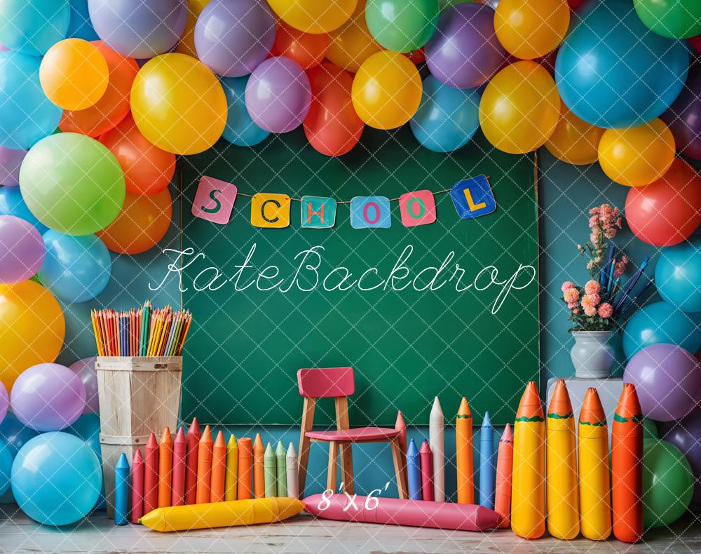 Kate Fleece Back to School Colorful Balloons Backdrop Designed by Emetselch