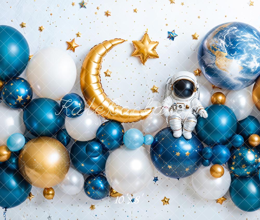 Kate Fleece Space Earth Balloon Cake Smash Backdrop Designed by Emetselch - Kate Backdrop AU