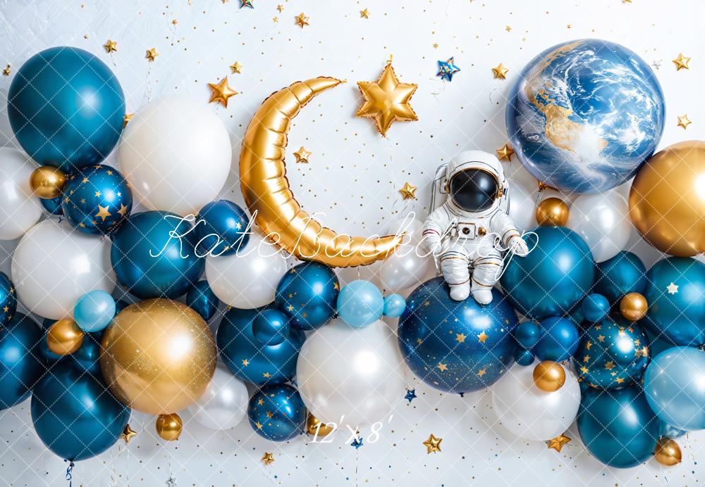 Kate Fleece Space Earth Balloon Cake Smash Backdrop Designed by Emetselch - Kate Backdrop AU
