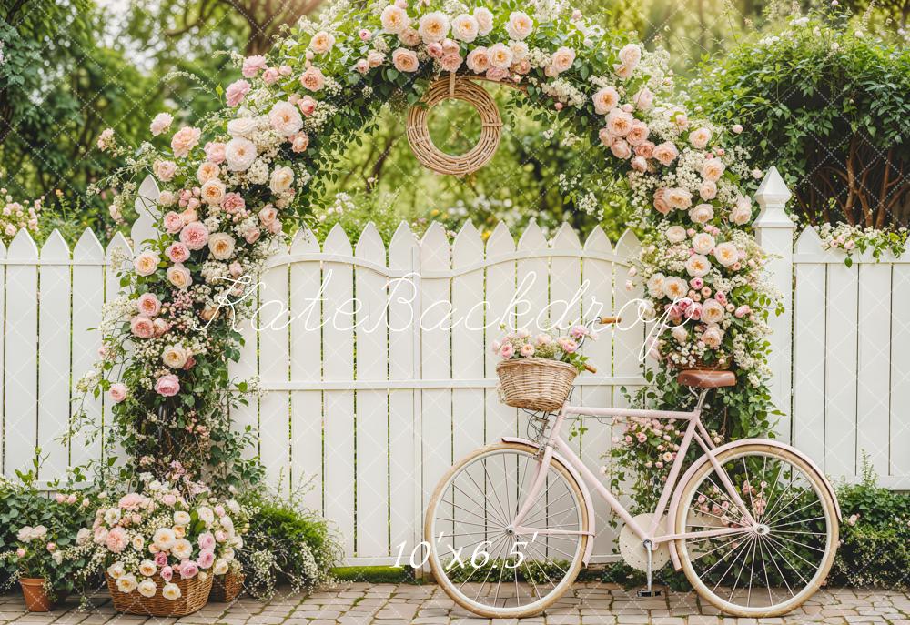 Kate Fleece Bicycle Flowers Arch Spring Backdrop Designed by Emetselch