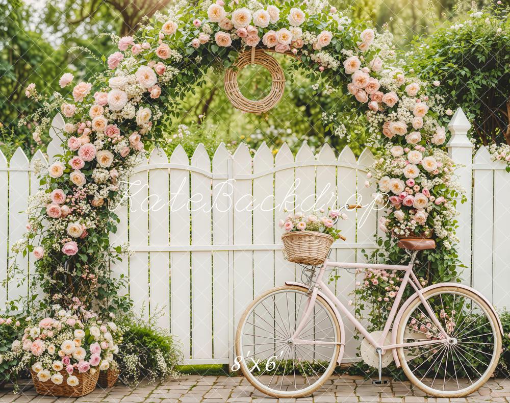 Kate Fleece Bicycle Flowers Arch Spring Backdrop Designed by Emetselch